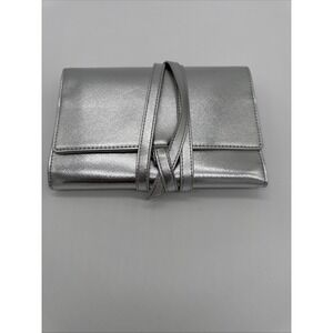 New Neiman Marcus Silver Folding Travel Jewelry Case Bag With Hook